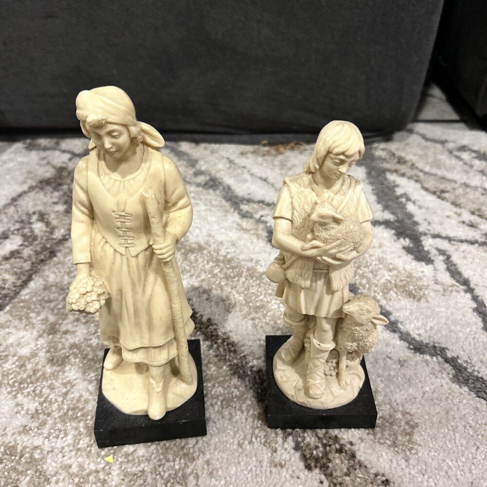 BIANCHI G Ruggeri Nativity Pc  Italy Alabaster Resin 2 Pc